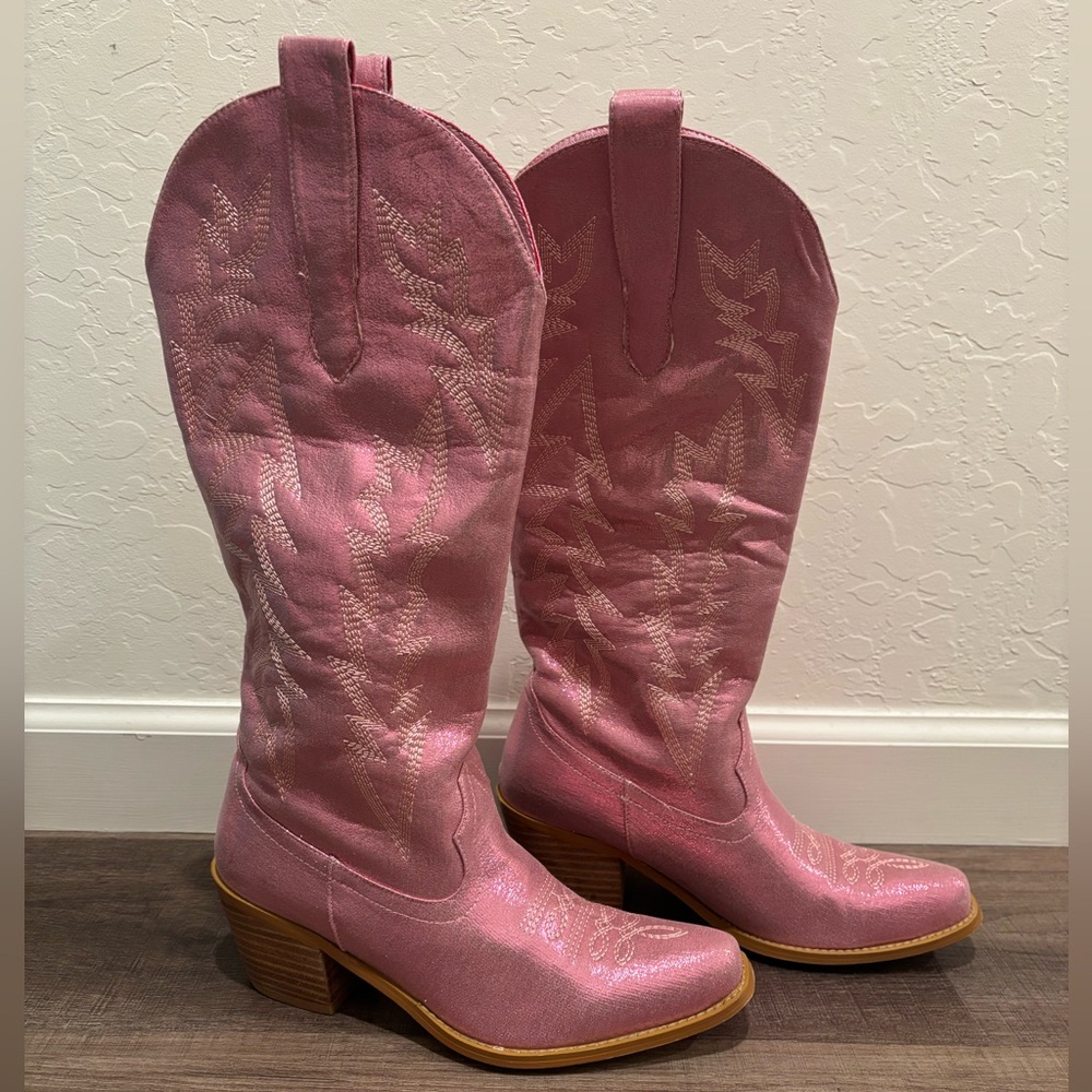 Pink Metallic Western Cowboy Boots - NWOT